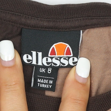 Ellesse Women's Brown Colourblock Cotton T-Shirt UK 8
