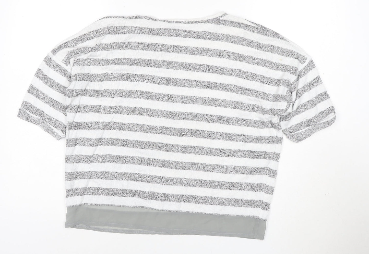 Maison de Nimes Women’s Grey Striped Relaxed Jersey T-Shirt Size 10