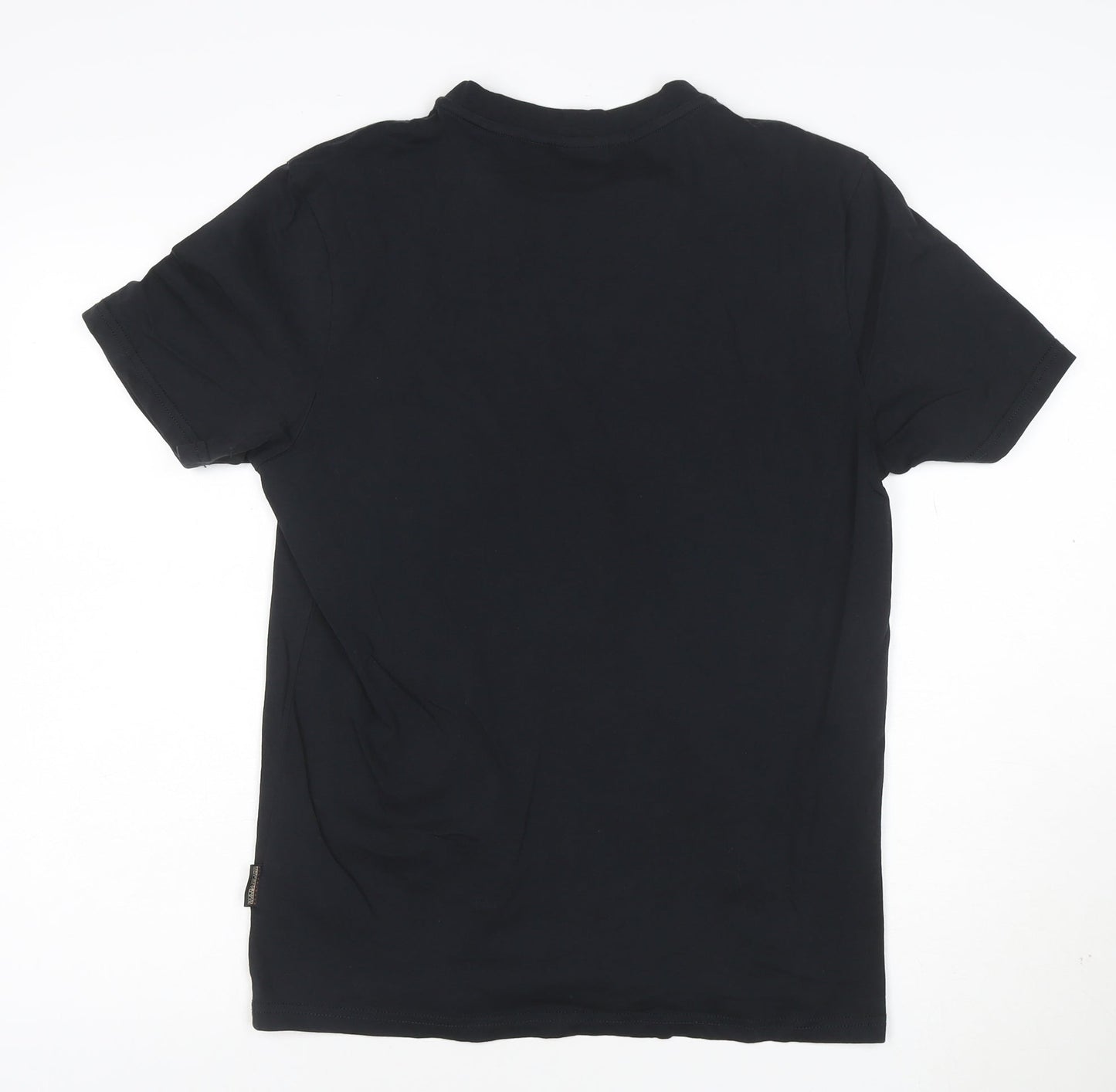 Napapijri Men's Black Logo Flag Cotton T-Shirt Size M