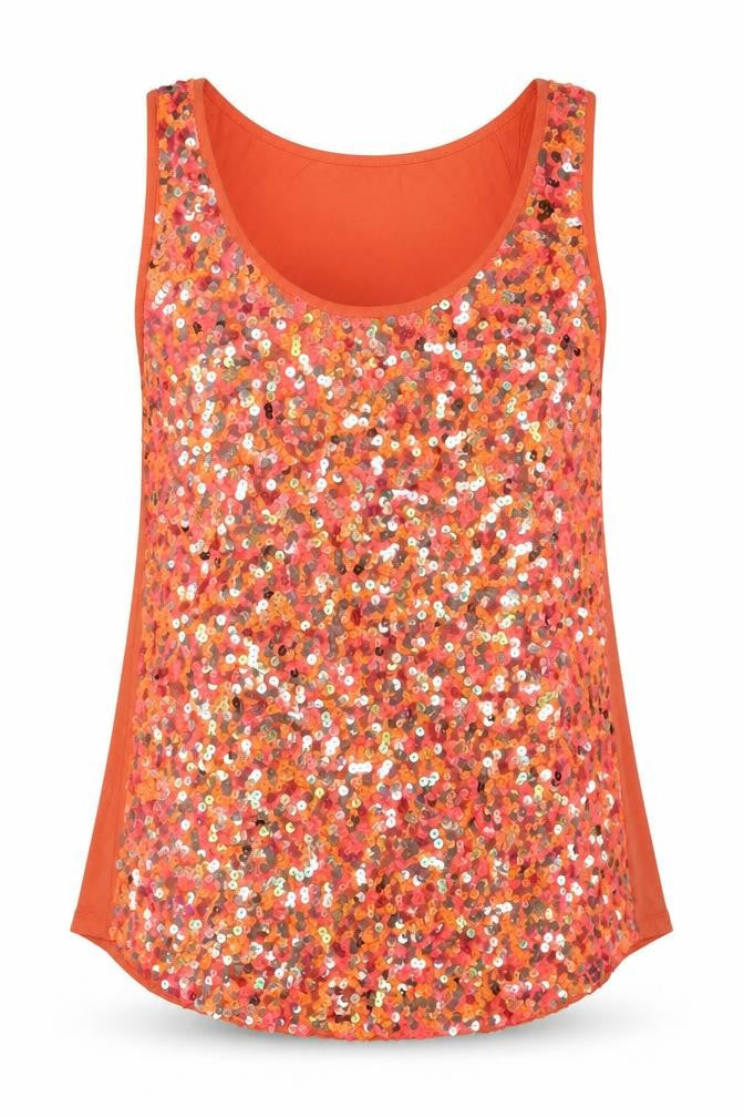 Red Herring Women's Orange Sequin Tank Top Size 16 Viscose
