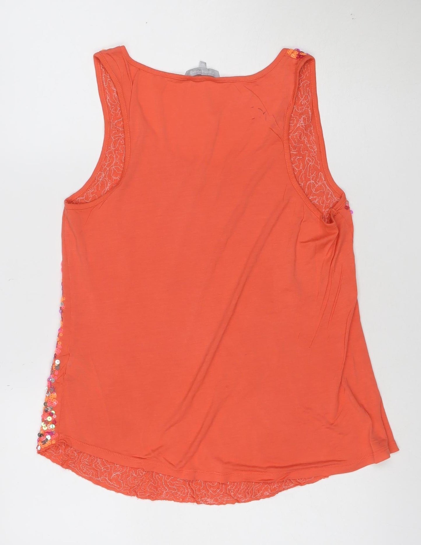 Red Herring Women's Orange Sequin Tank Top Size 16 Viscose