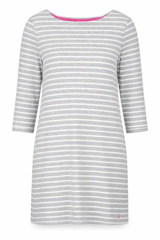 Joules Women’s Grey Striped 3/4 Sleeve Cotton Shift Dress Size 14