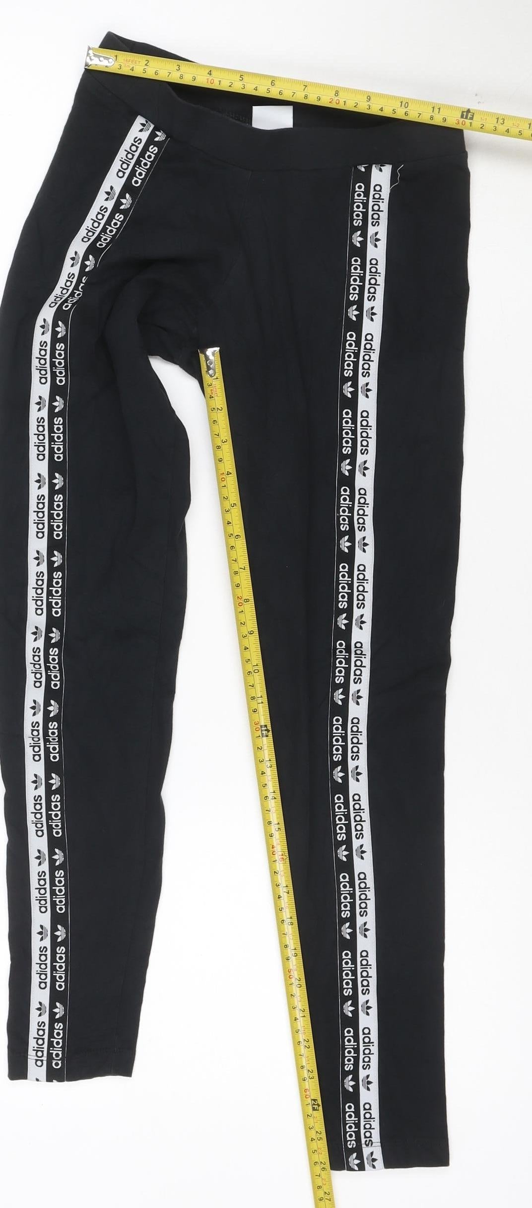 Adidas Women's Black Leggings Size 8 Side Stripe Slim Fit Activewear