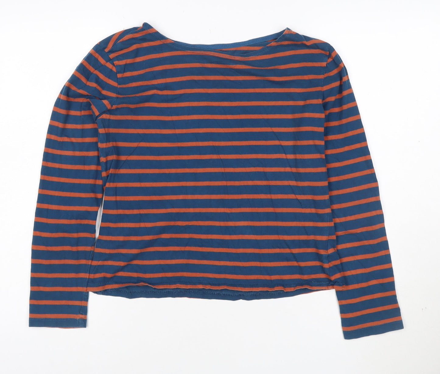 Seasalt Women Blue Striped Nautical Long Sleeve Cotton T-Shirt Size 10