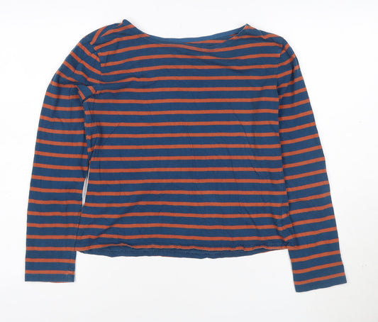Seasalt Women Blue Striped Nautical Long Sleeve Cotton T-Shirt Size 10