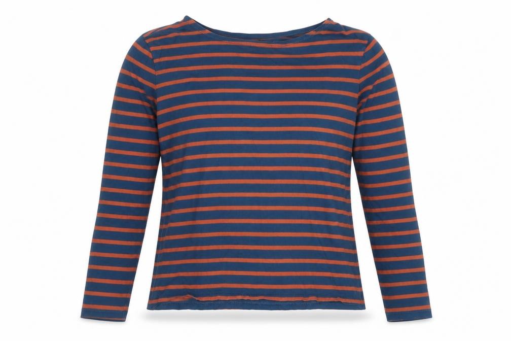 Seasalt Women Blue Striped Nautical Long Sleeve Cotton T-Shirt Size 10