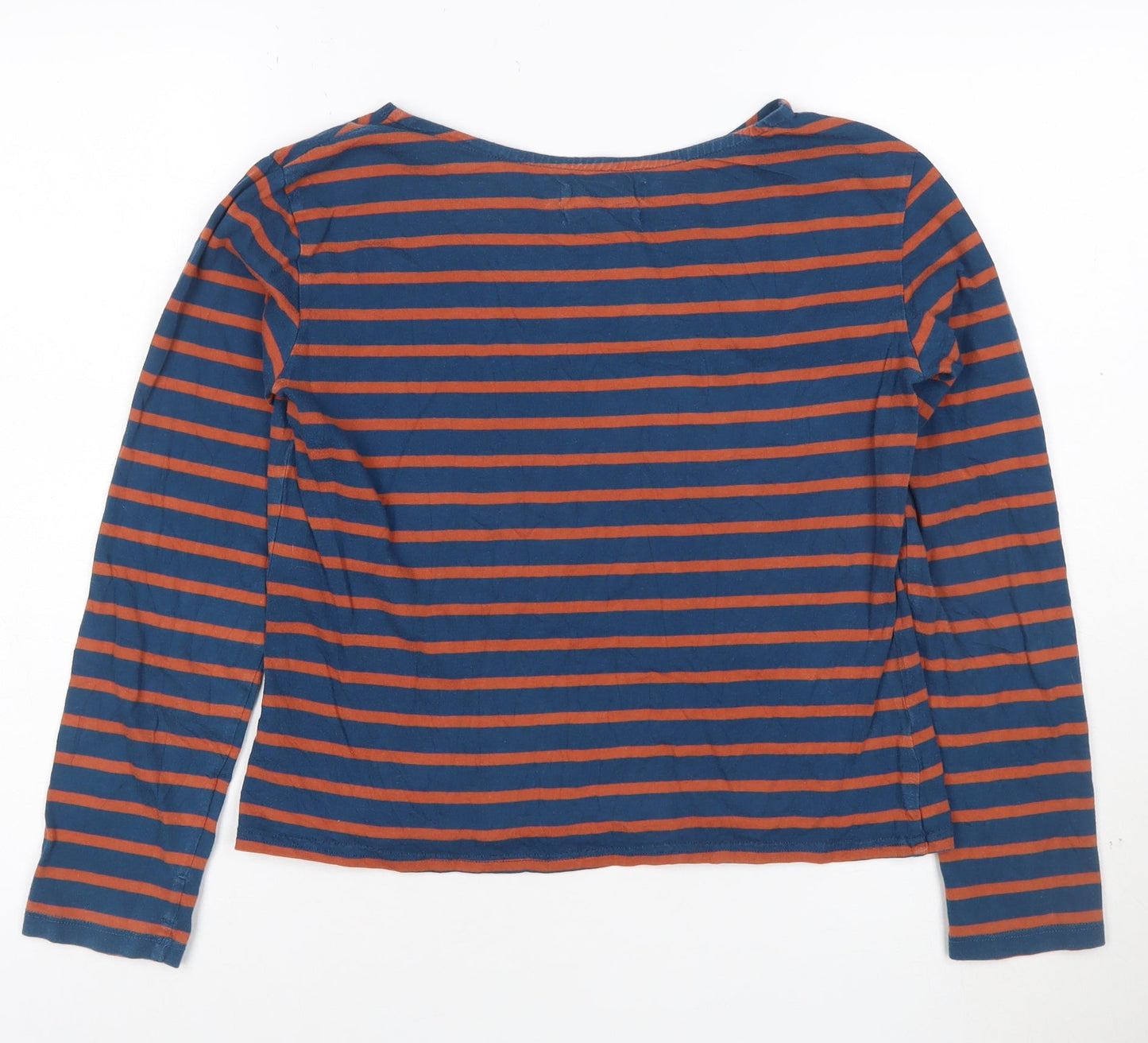 Seasalt Women Blue Striped Nautical Long Sleeve Cotton T-Shirt Size 10