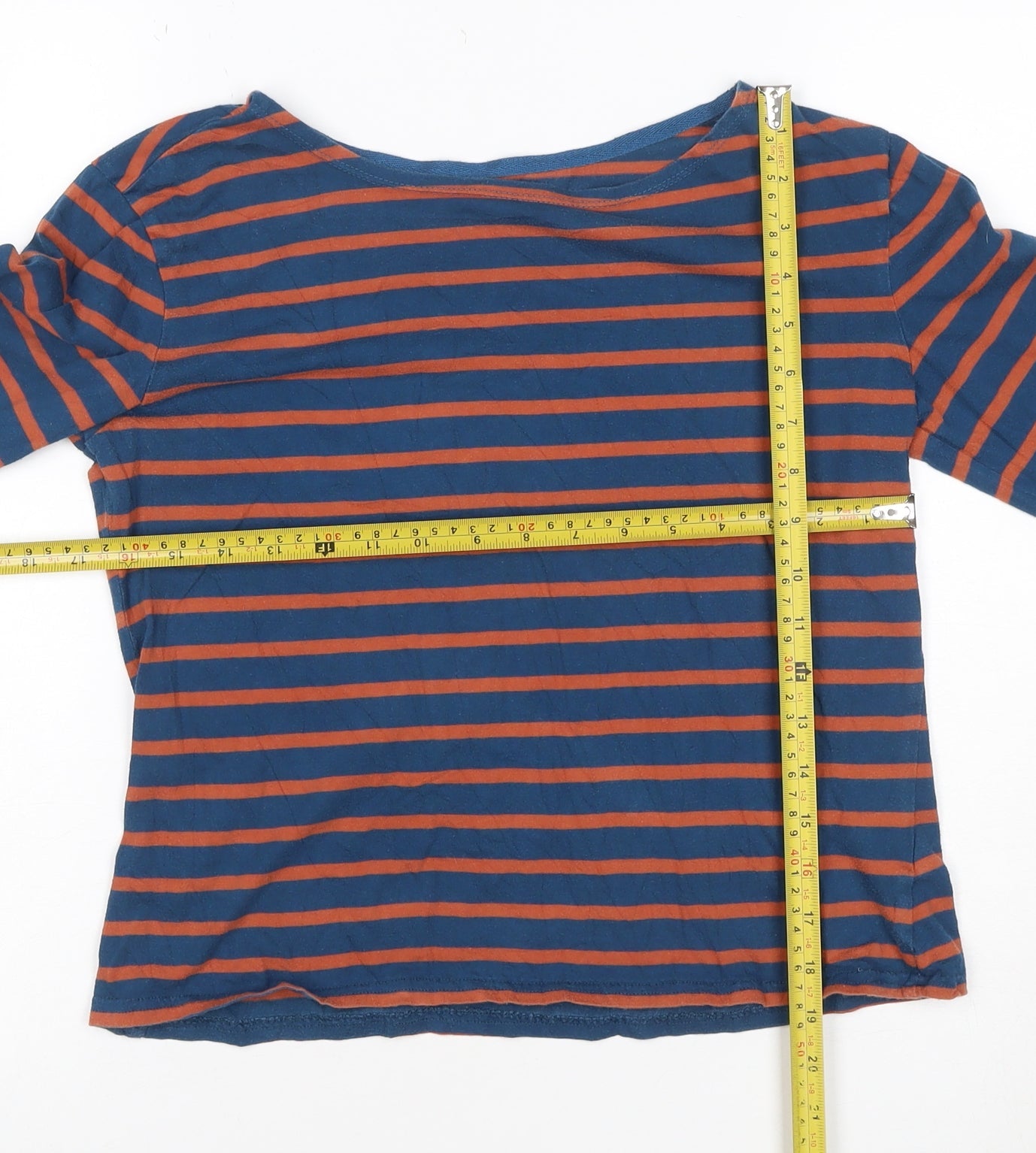 Seasalt Women Blue Striped Nautical Long Sleeve Cotton T-Shirt Size 10