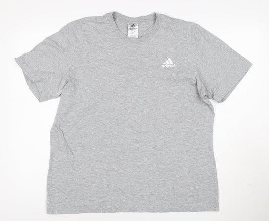Adidas Men’s Grey Cotton Crew Neck Short Sleeve T-Shirt L