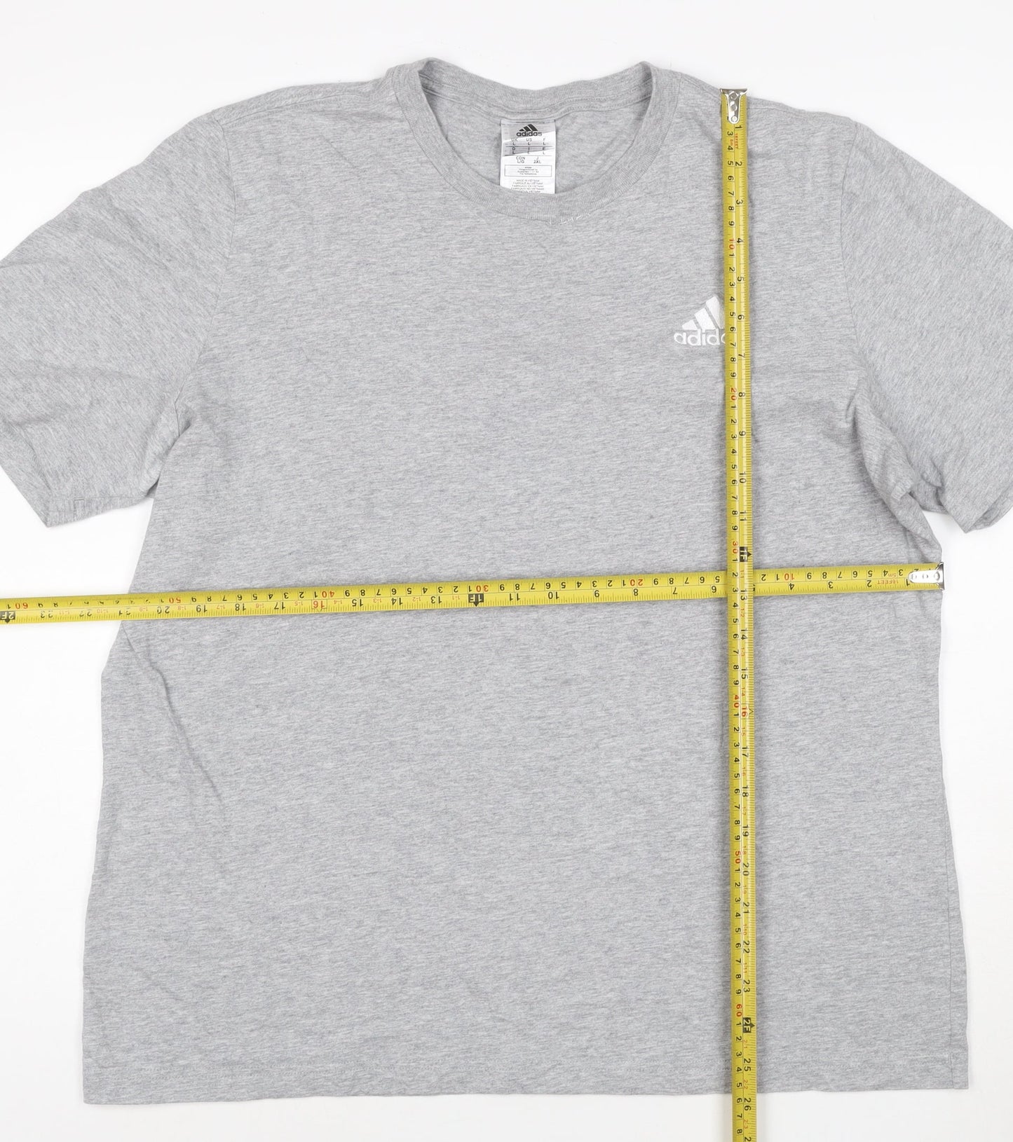 Adidas Men’s Grey Cotton Crew Neck Short Sleeve T-Shirt L