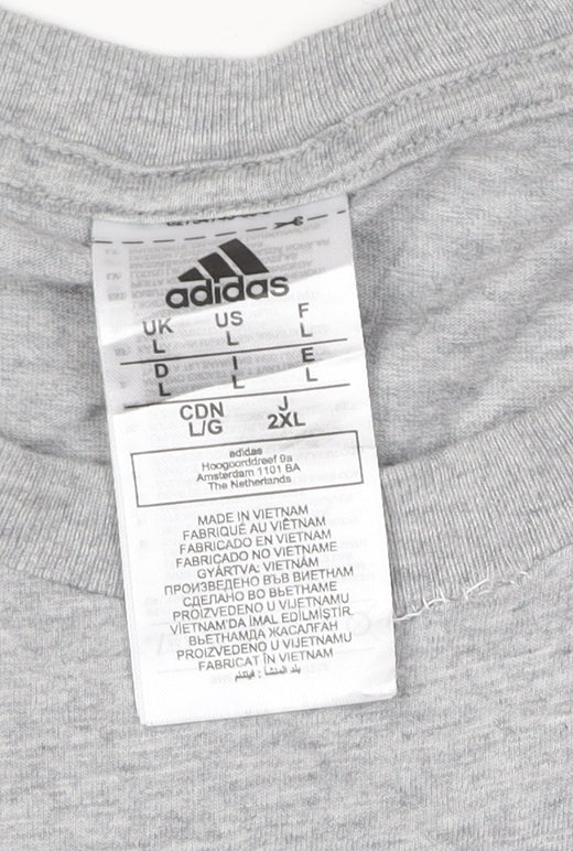 Adidas Men’s Grey Cotton Crew Neck Short Sleeve T-Shirt L