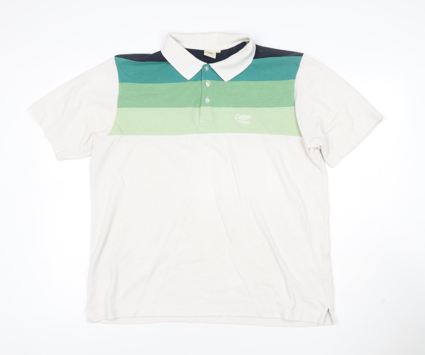 Cotton Traders Men's Multicoloured Striped Polo Shirt L