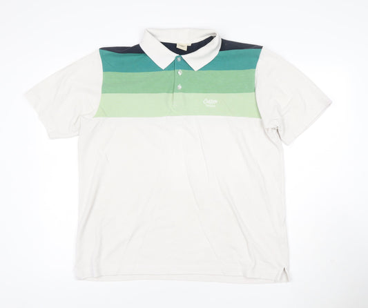 Cotton Traders Men's Multicoloured Striped Polo Shirt L