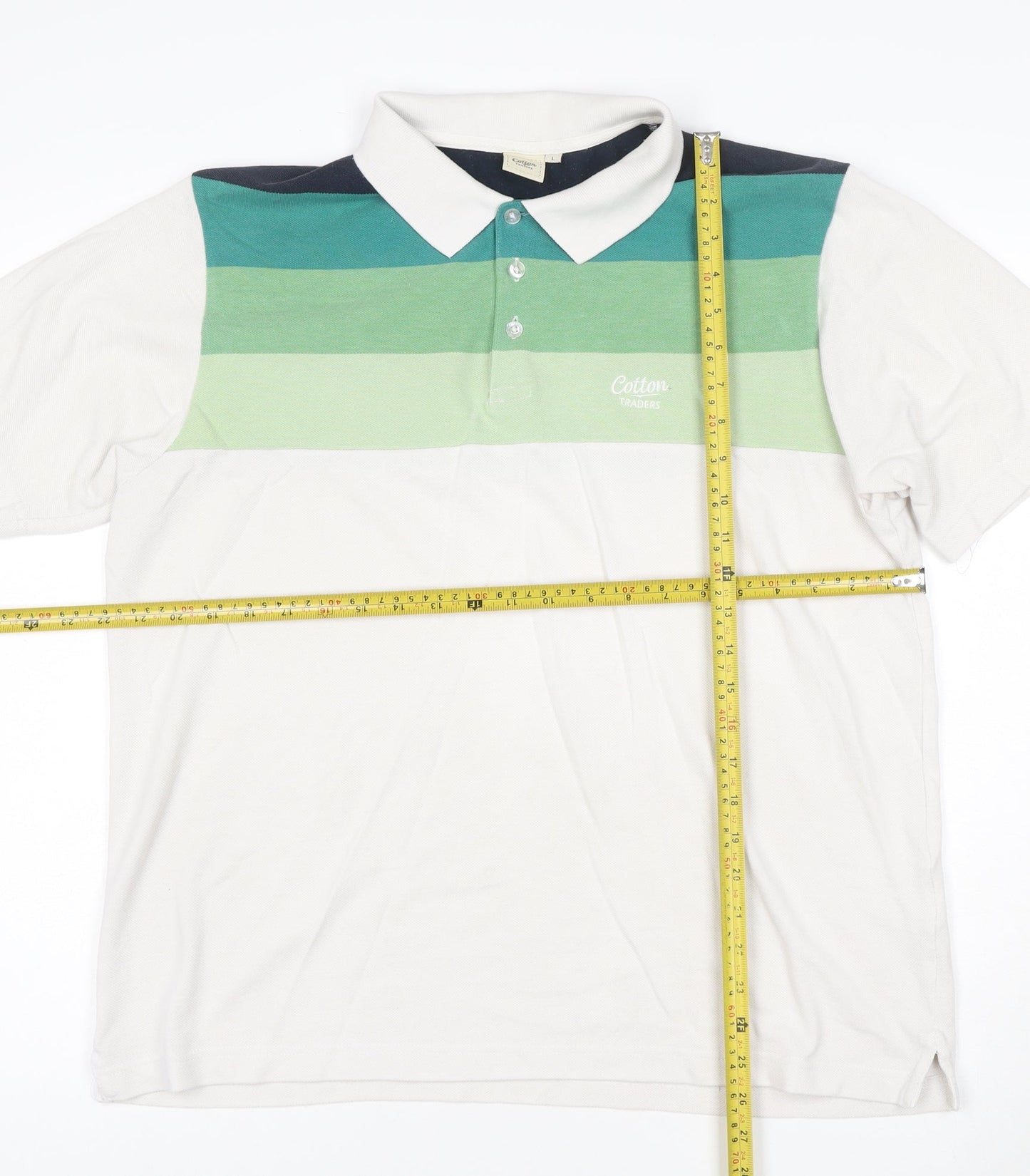 Cotton Traders Men's Multicoloured Striped Polo Shirt L