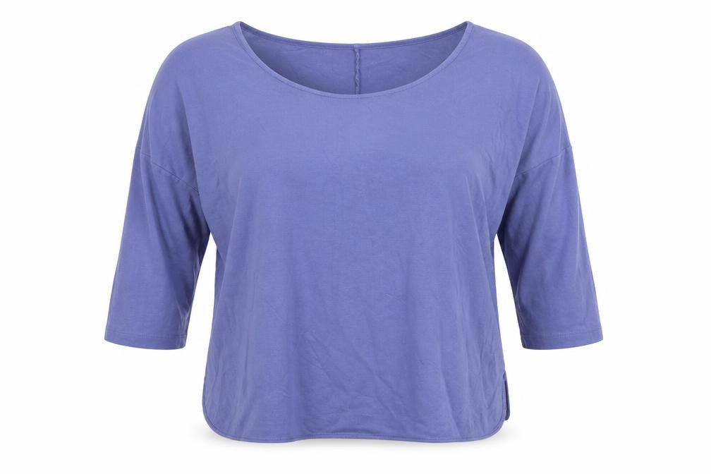 Jaeger Women Purple Relaxed Boat Neck 3/4 Sleeve Jersey Top L