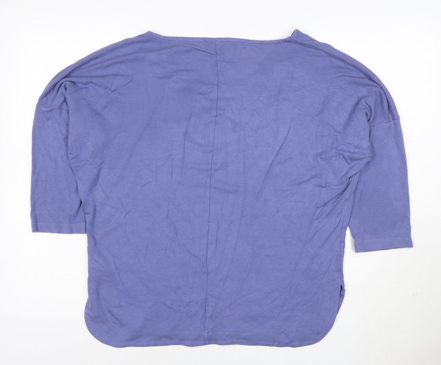 Jaeger Women Purple Relaxed Boat Neck 3/4 Sleeve Jersey Top L