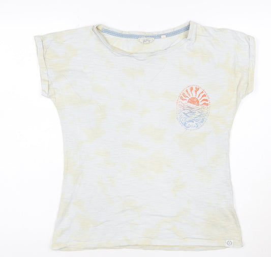 Fat Face Women’s White Graphic T-Shirt Size 8 Beach Print