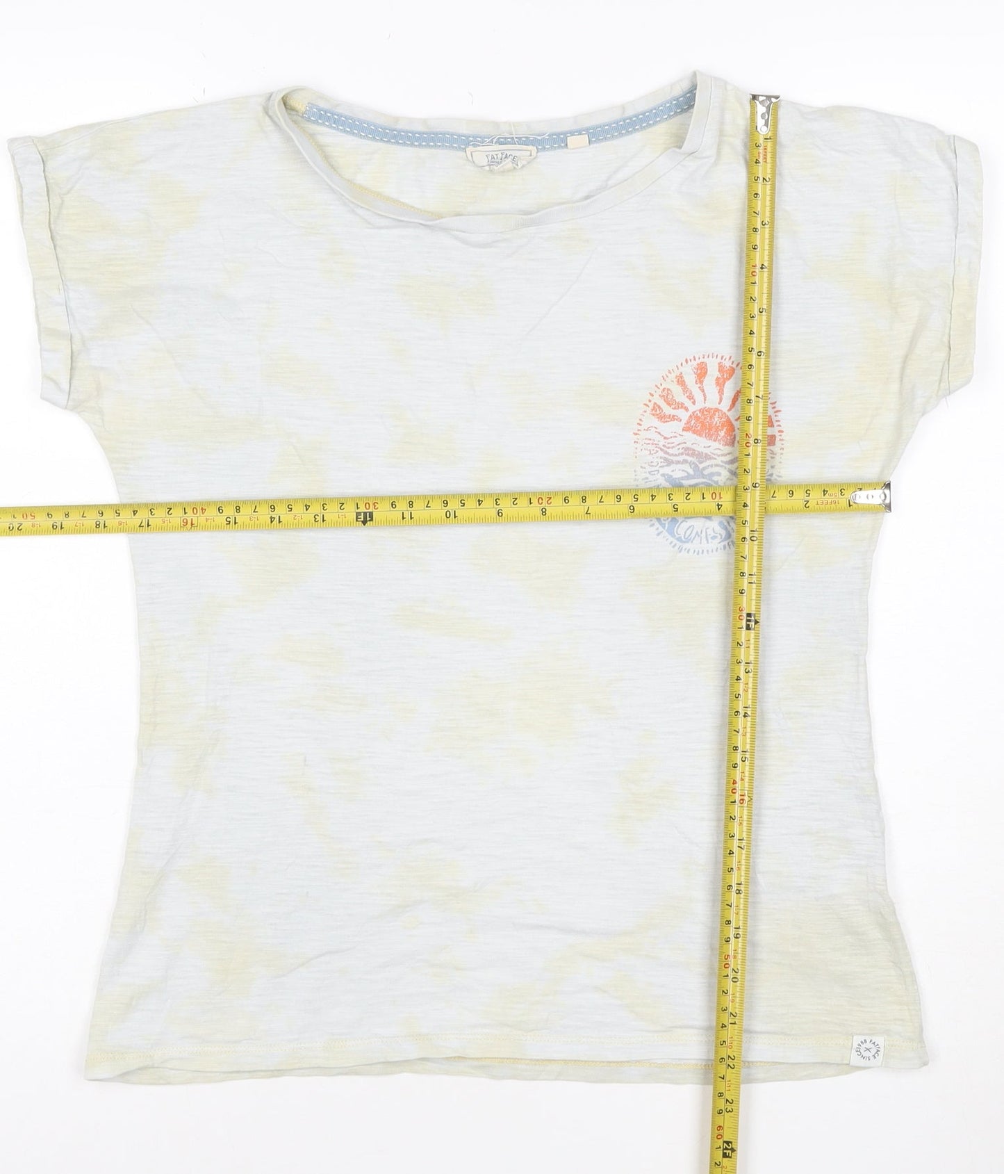 Fat Face Women’s White Graphic T-Shirt Size 8 Beach Print