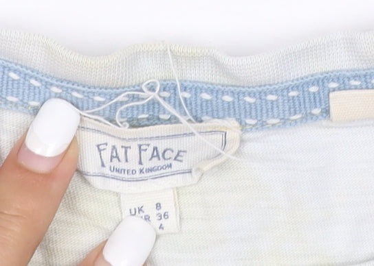Fat Face Women’s White Graphic T-Shirt Size 8 Beach Print