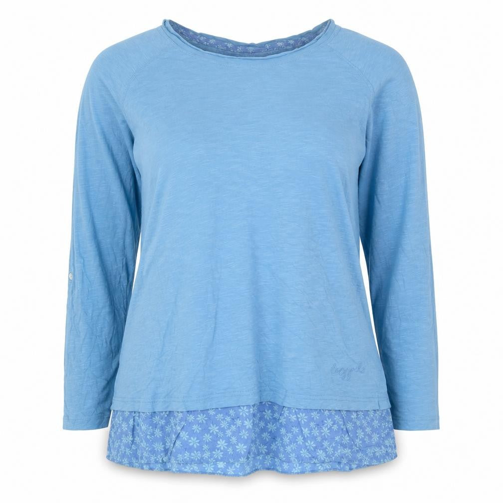Lazy Jacks Womens Blue Cotton Tunic Blouse UK 12 3/4 Sleeve