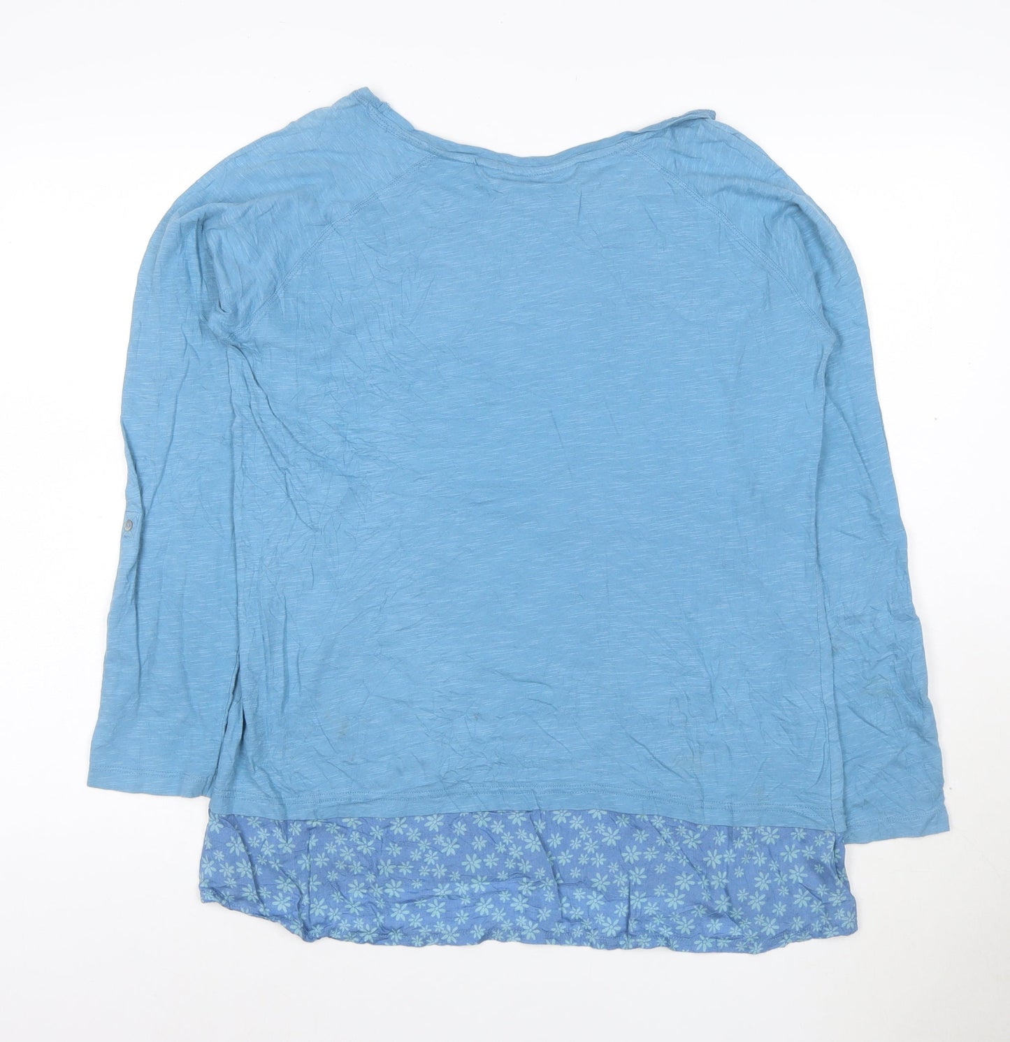 Lazy Jacks Womens Blue Cotton Tunic Blouse UK 12 3/4 Sleeve