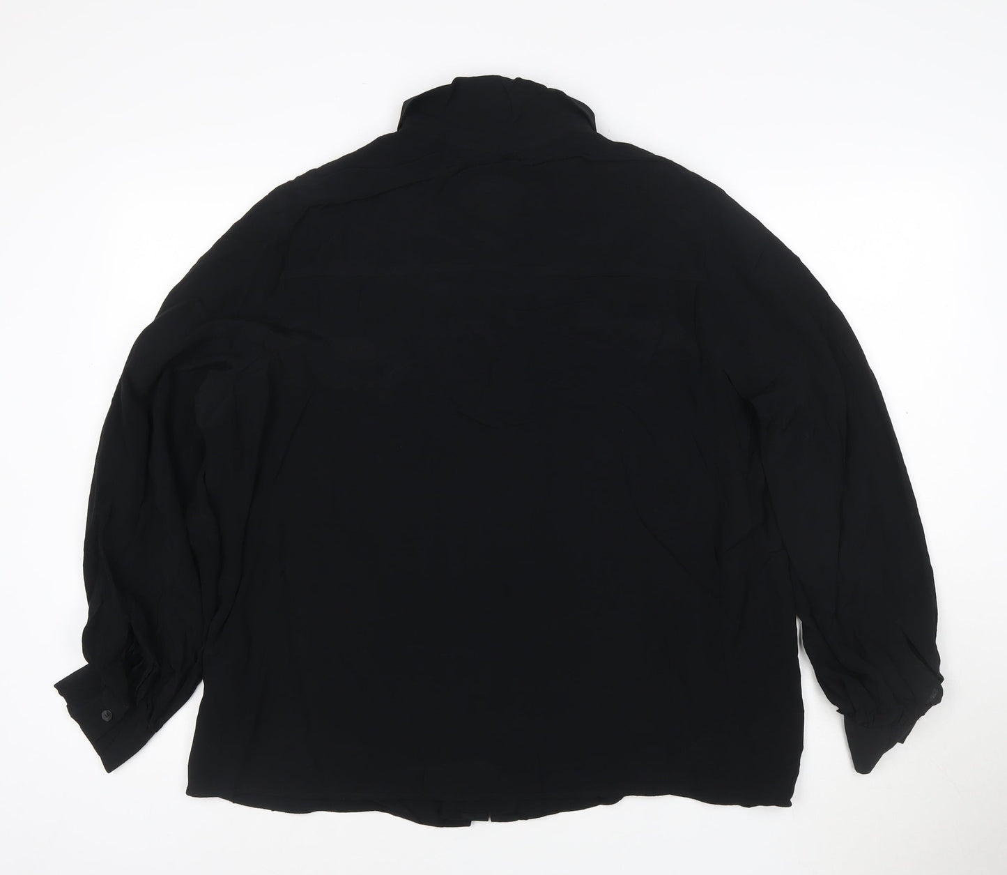 Marks and Spencer Women Black Size 20 Chiffon Long Sleeve Button-Up Shirt