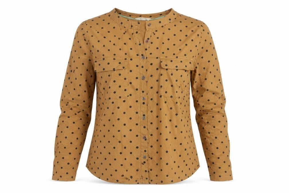 White Stuff Women's Brown Polka Dot Button-Up Shirt Size 10