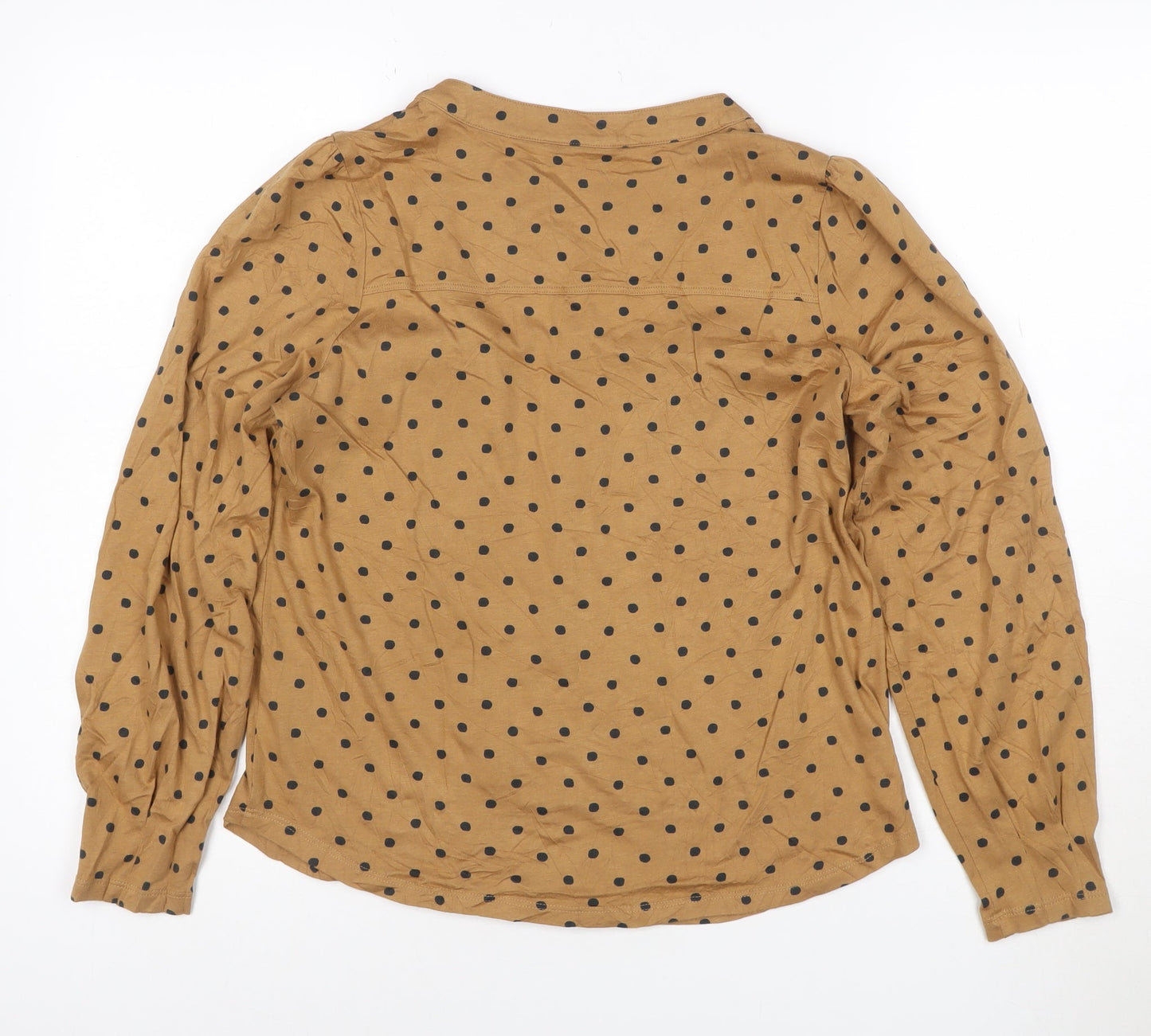White Stuff Women's Brown Polka Dot Button-Up Shirt Size 10