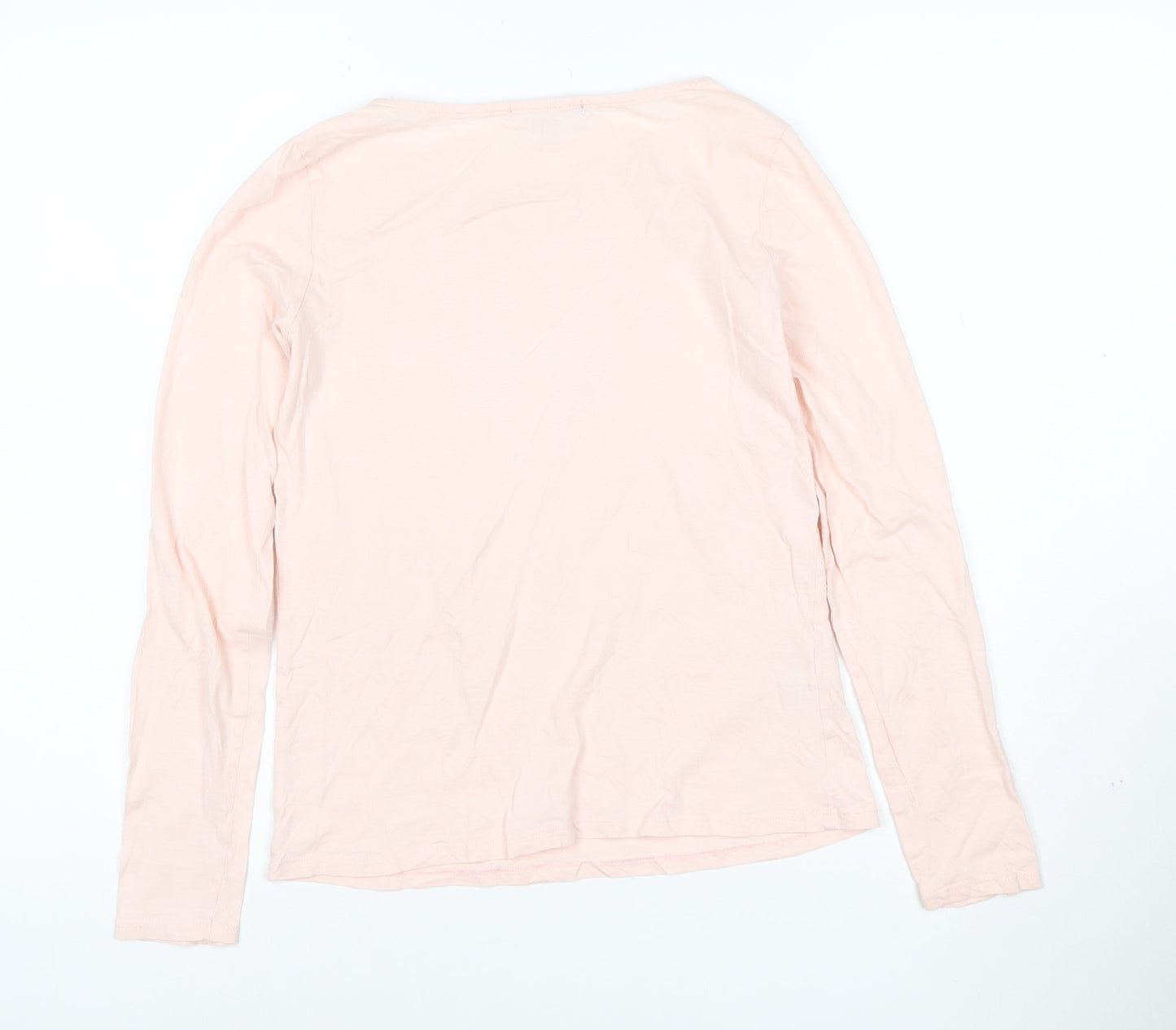Laura Ashley Women's Pink Sequin Long Sleeve Cotton T-Shirt Size 10
