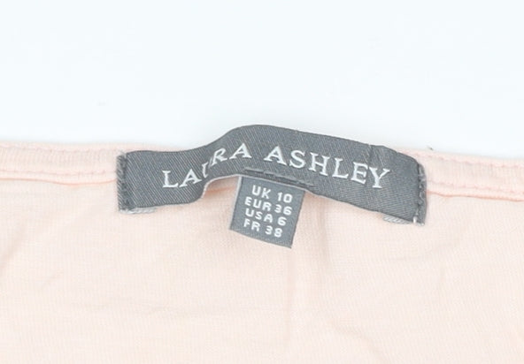 Laura Ashley Women's Pink Sequin Long Sleeve Cotton T-Shirt Size 10