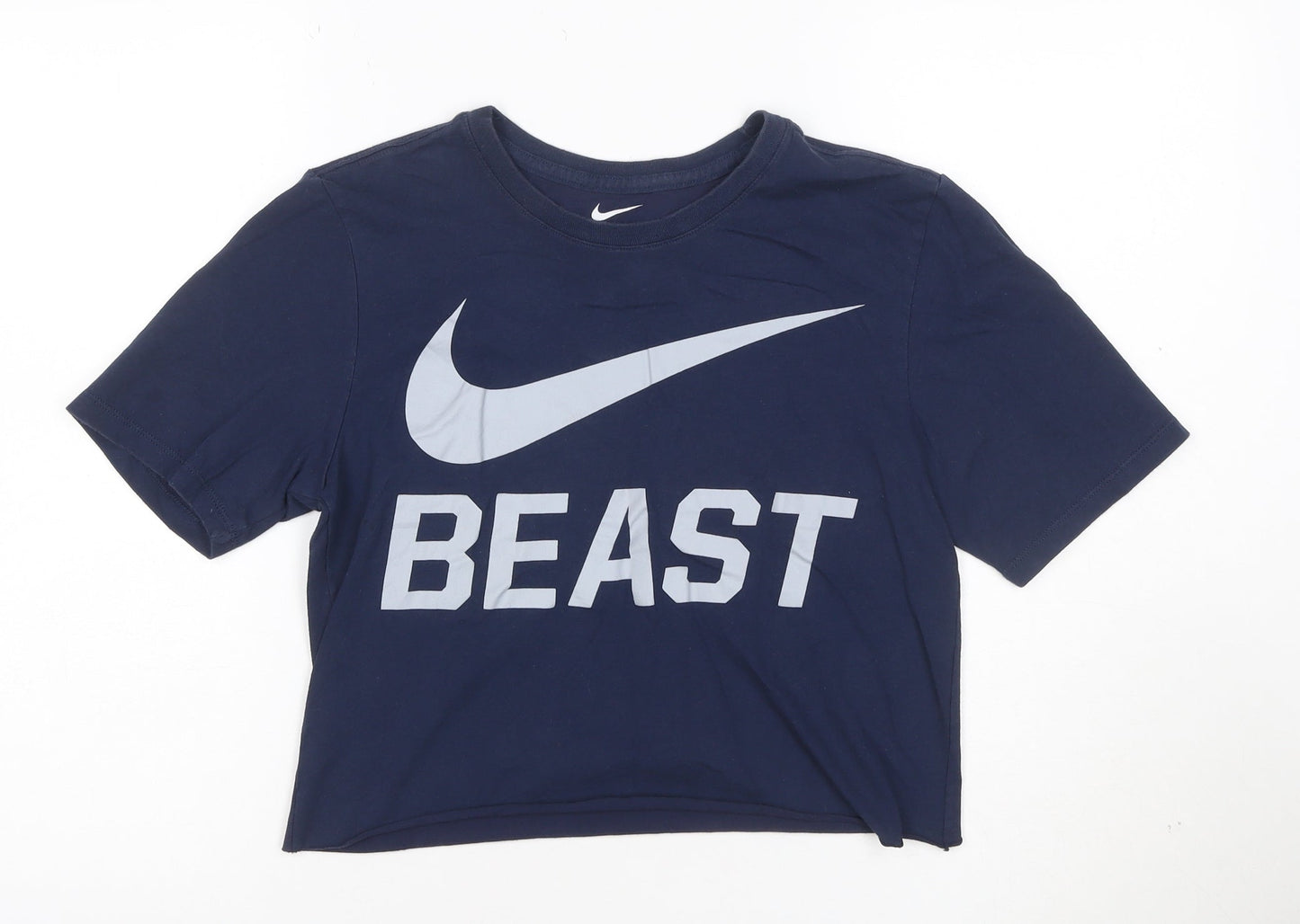Nike Women's Blue Dri-Fit Cropped Athletic T-Shirt Small