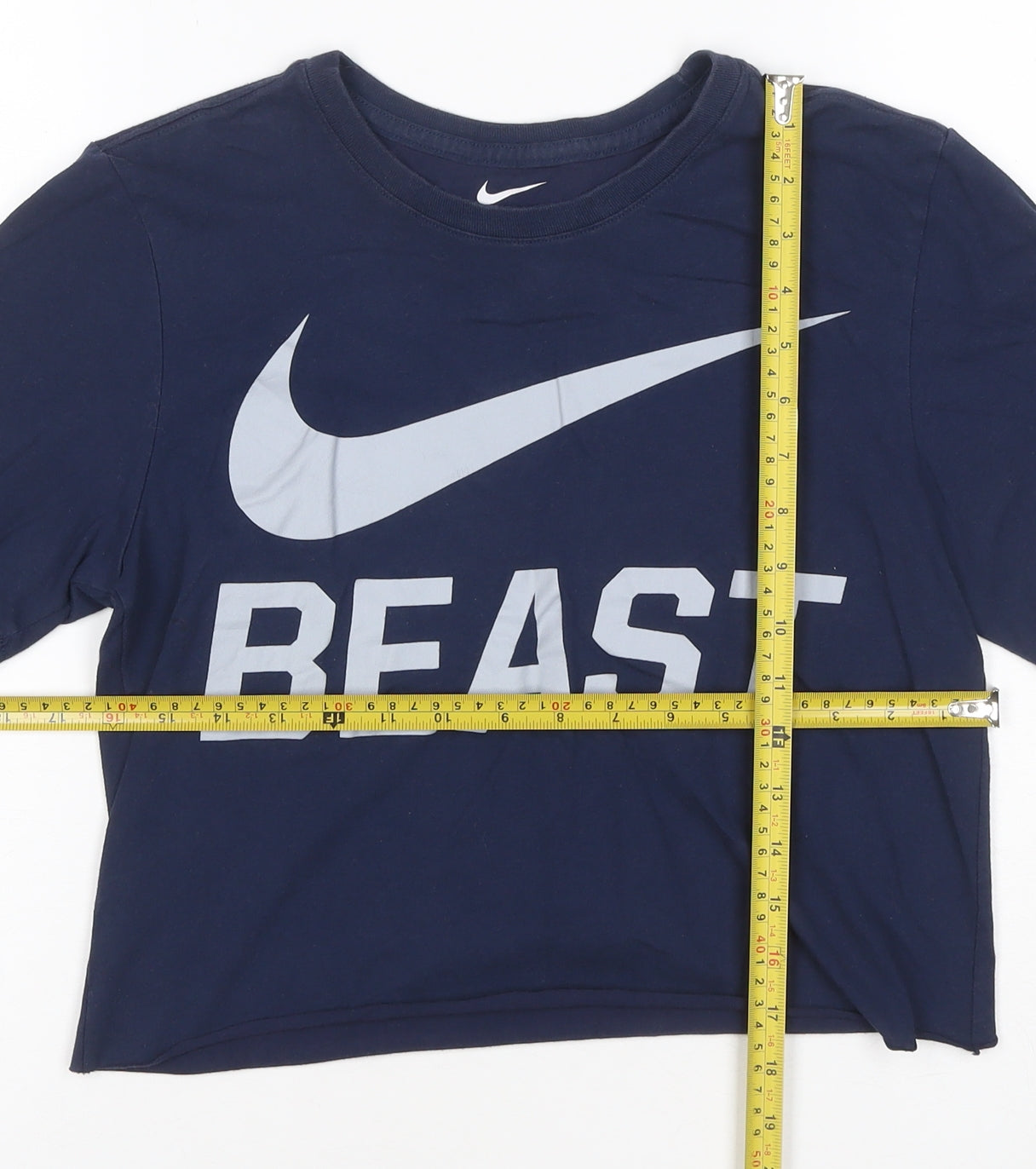 Nike Women's Blue Dri-Fit Cropped Athletic T-Shirt Small
