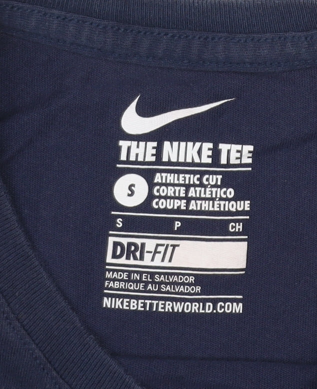 Nike Women's Blue Dri-Fit Cropped Athletic T-Shirt Small