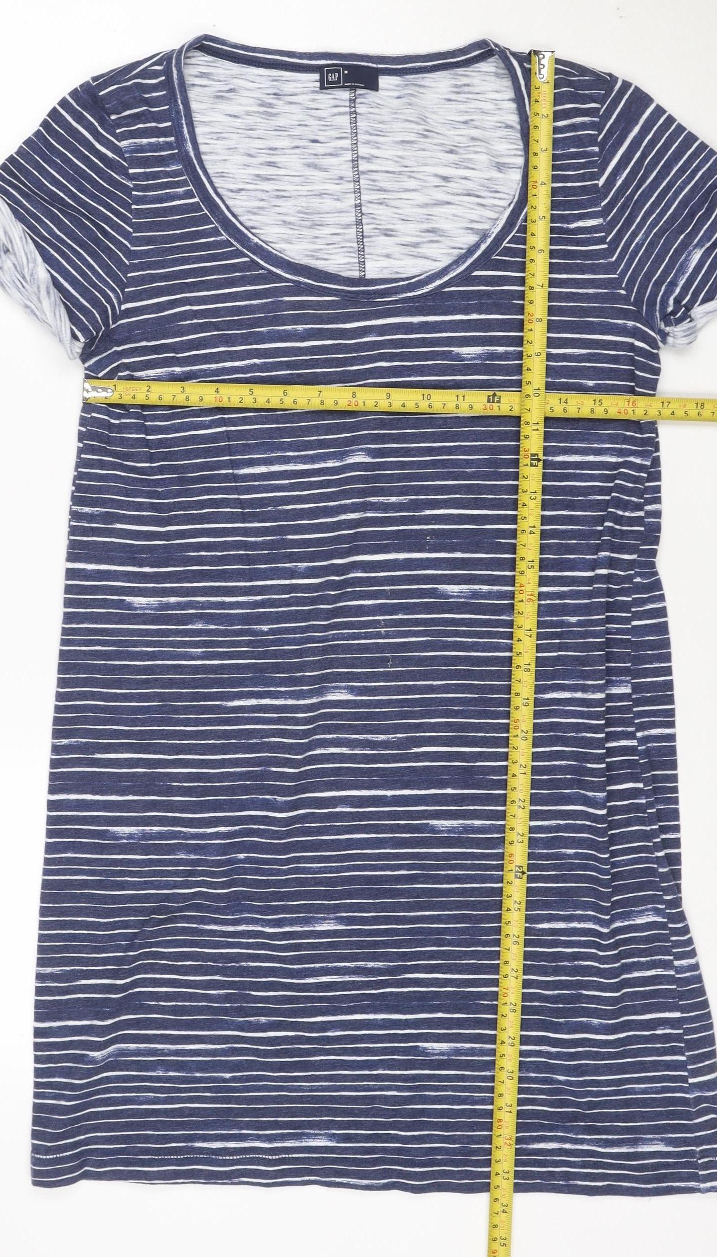 Marks and Spencer Women's Blue Striped T-Shirt Dress M