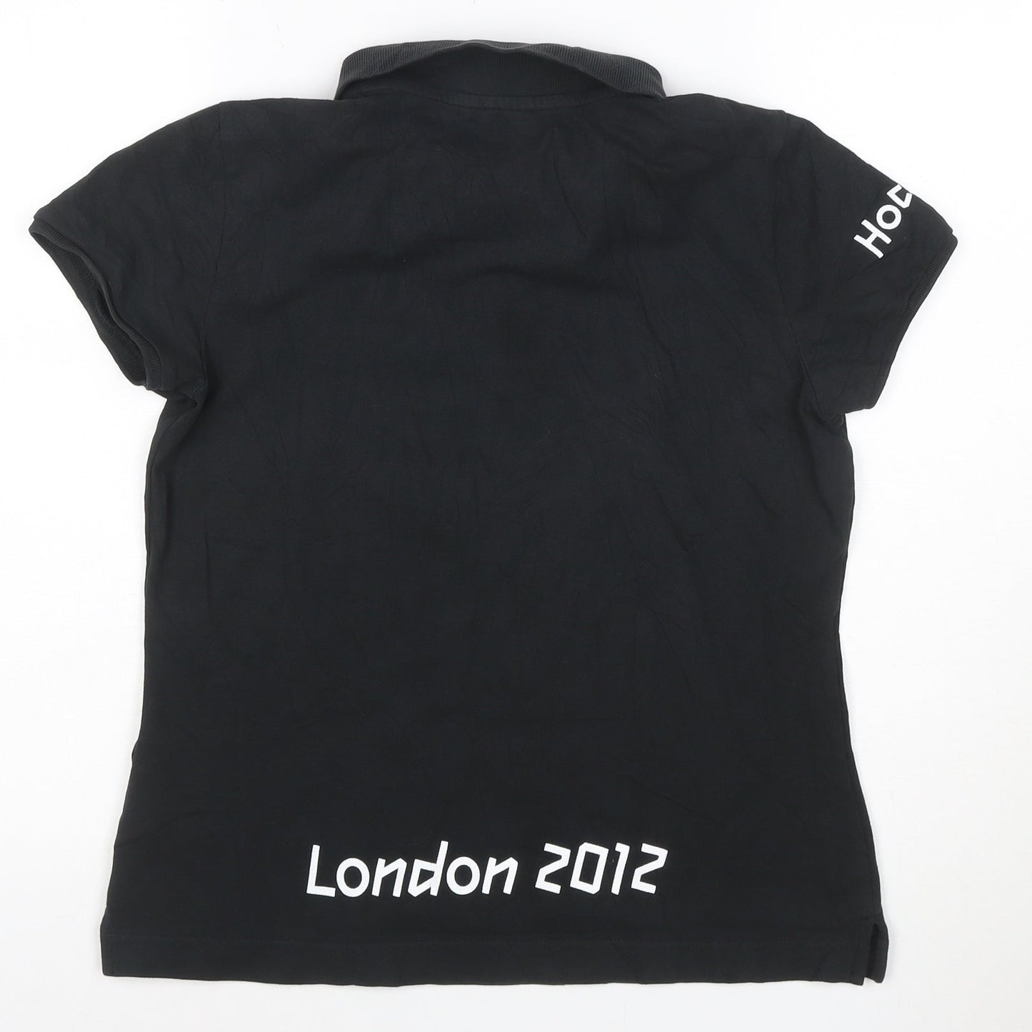 Adidas Women Black London 2012 Polo Shirt Size 14 Short Sleeve Cotton