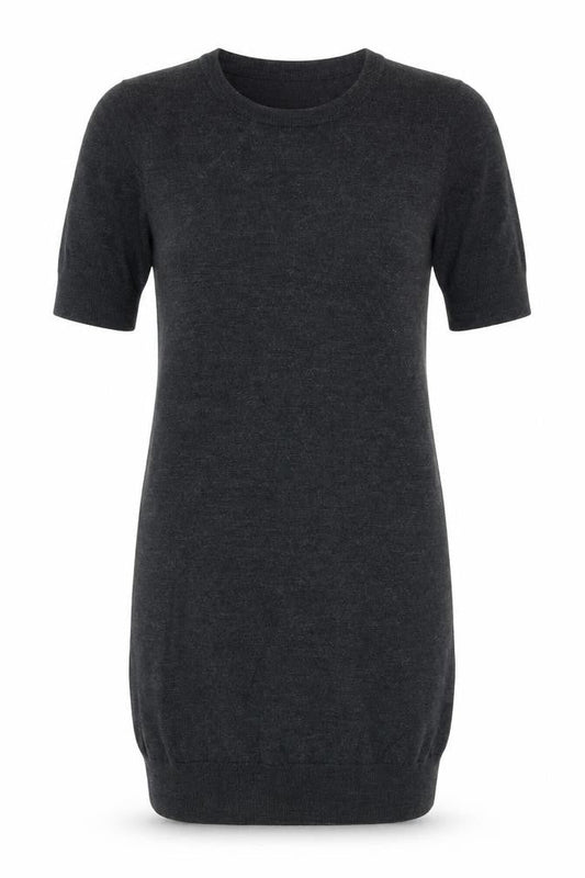Fenn Wright Manson Women Grey Wool Shift Dress Size 12 Short Sleeve