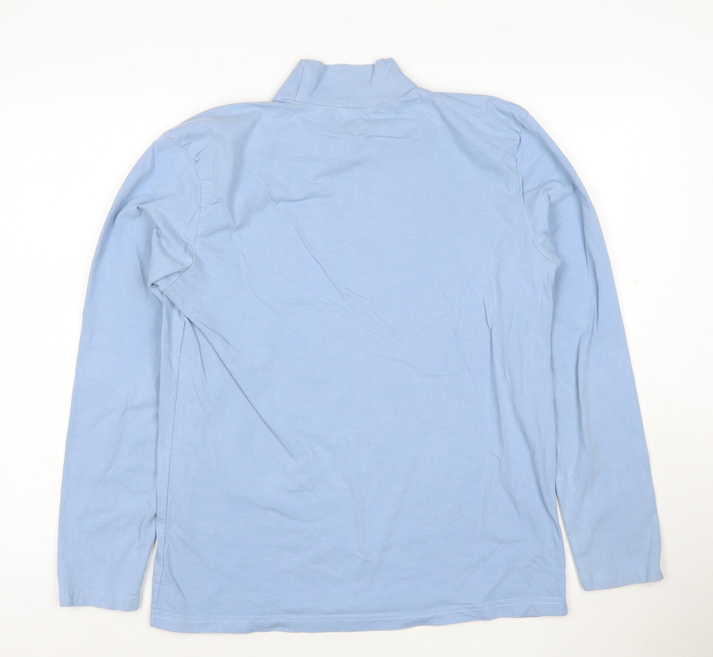 Atlas For Men Blue Long Sleeve High Neck Cotton T-Shirt Men's Small