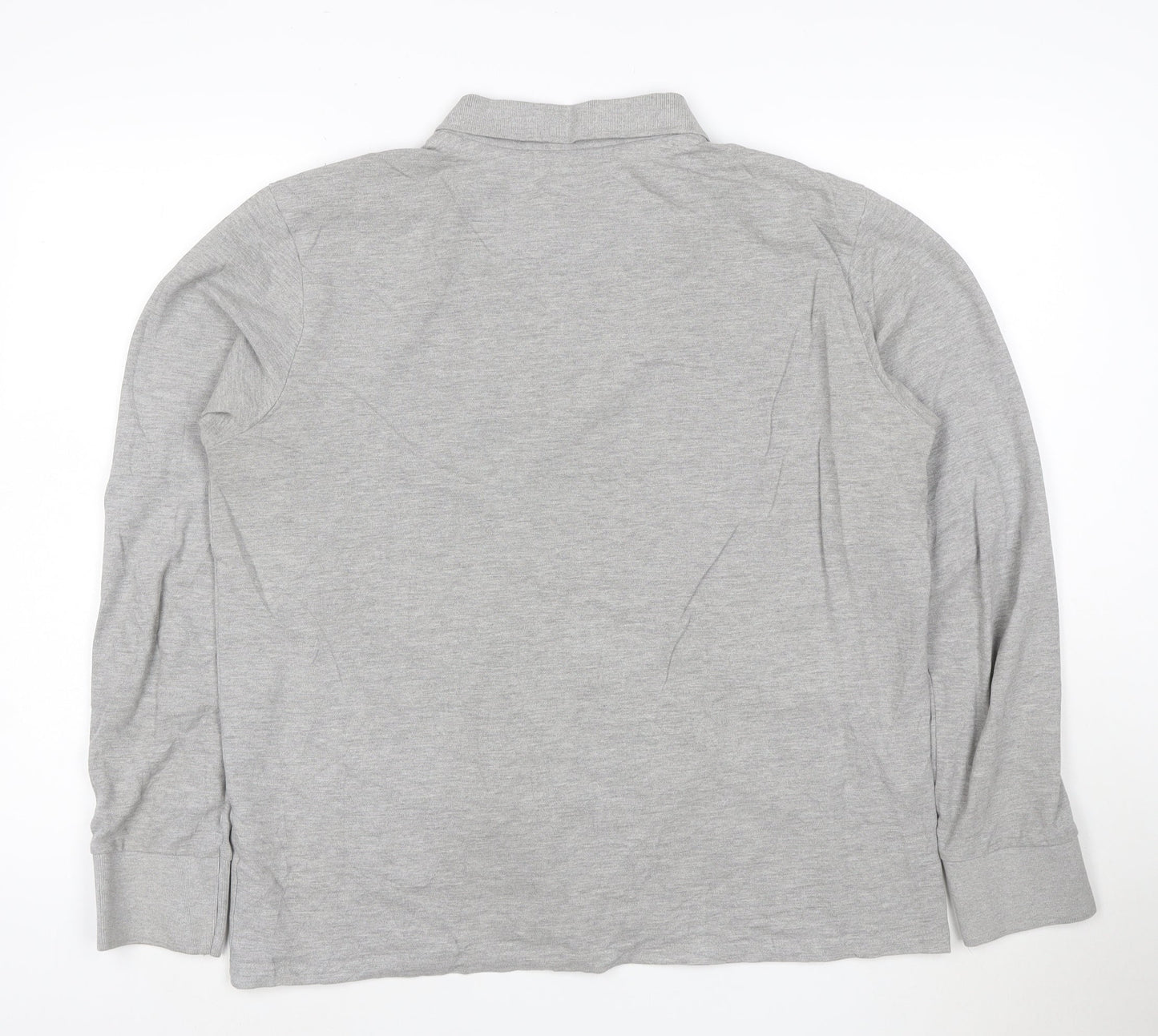 Brave Soul London Men's Grey Long Sleeve Polo Shirt XL Classic Fit