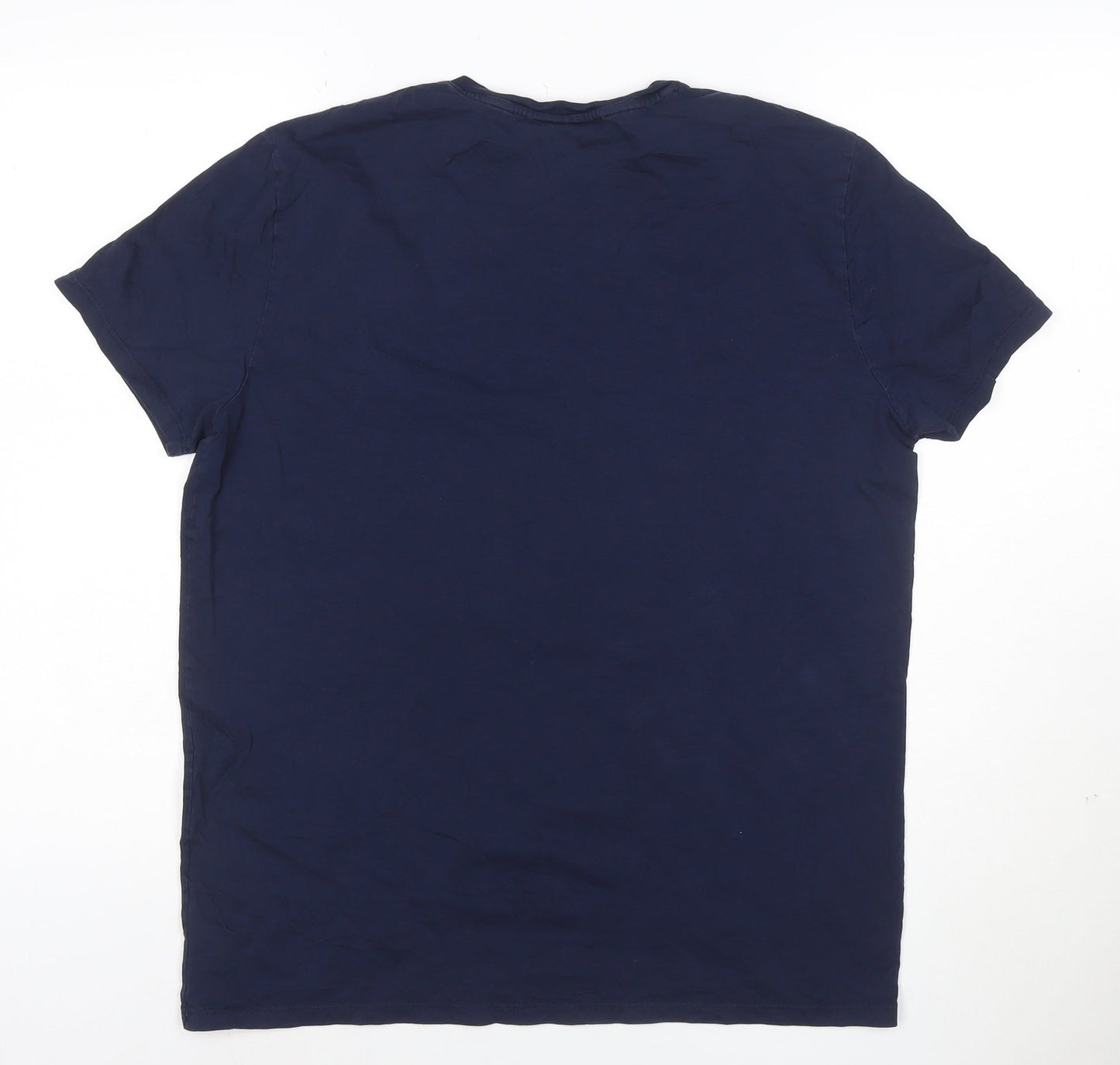 Lacoste Men's Blue Regular Fit V-Neck Cotton T-Shirt Size S
