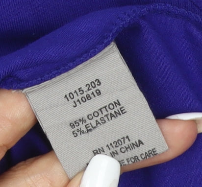 Jigsaw Women's Blue Long Sleeve Cotton Blend Scoop Neck Top Size L
