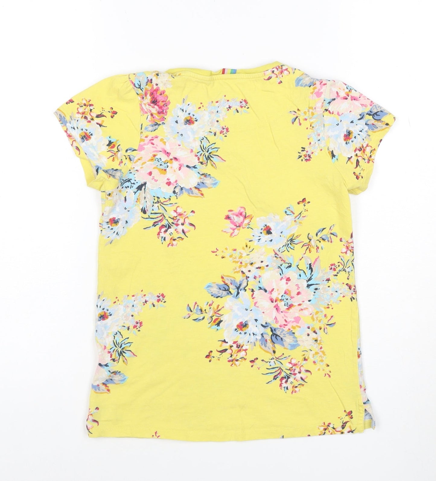 Joules Girls Yellow Floral Cotton T-Shirt Age 11 Years Short Sleeve
