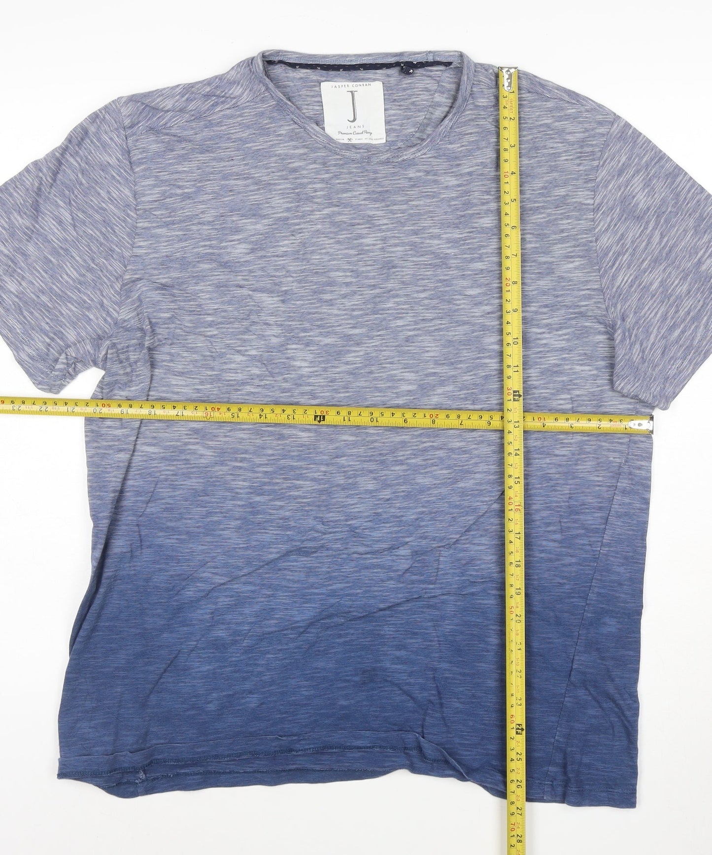 Jasper Conran Men's Blue Colourblock Short Sleeve Cotton T-Shirt M