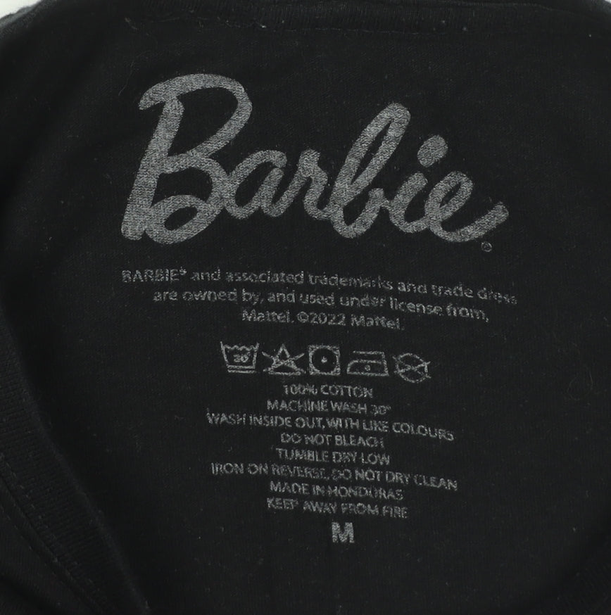 Barbie Women’s Black Graphic T-Shirt M Short Sleeve 100% Cotton