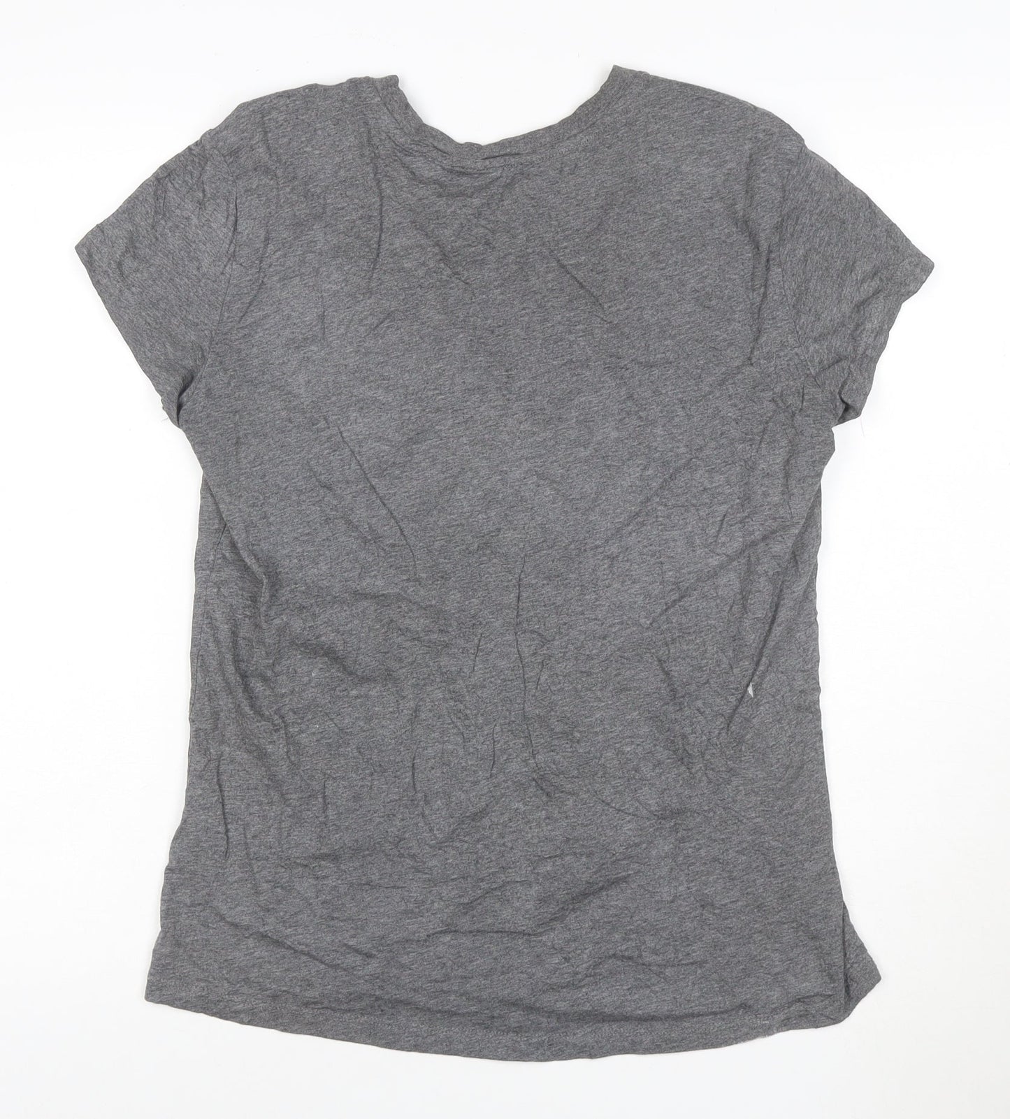 Diesel Women Grey Cotton Logo T-Shirt L Casual Short Sleeve