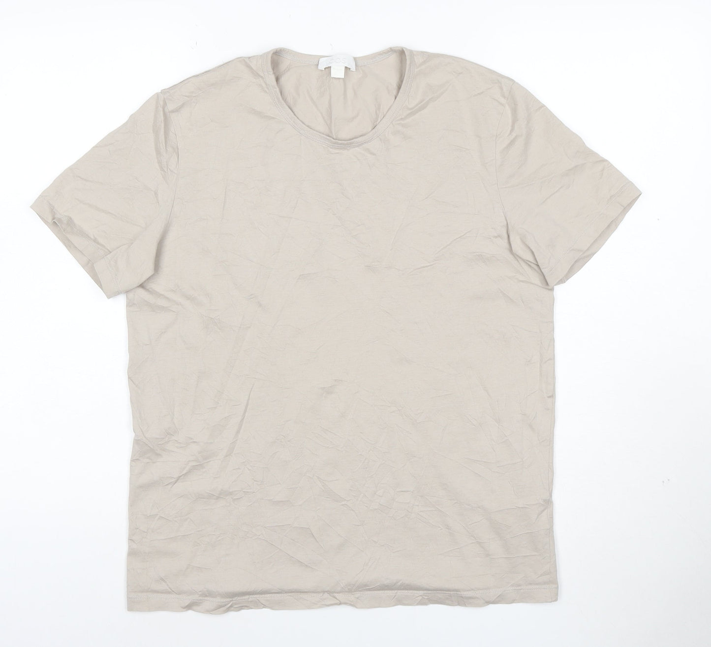 COS Men’s Beige Cotton Crew Neck Short Sleeve T-Shirt Size M