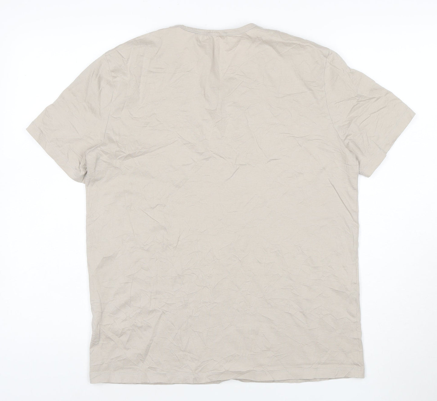 COS Men’s Beige Cotton Crew Neck Short Sleeve T-Shirt Size M