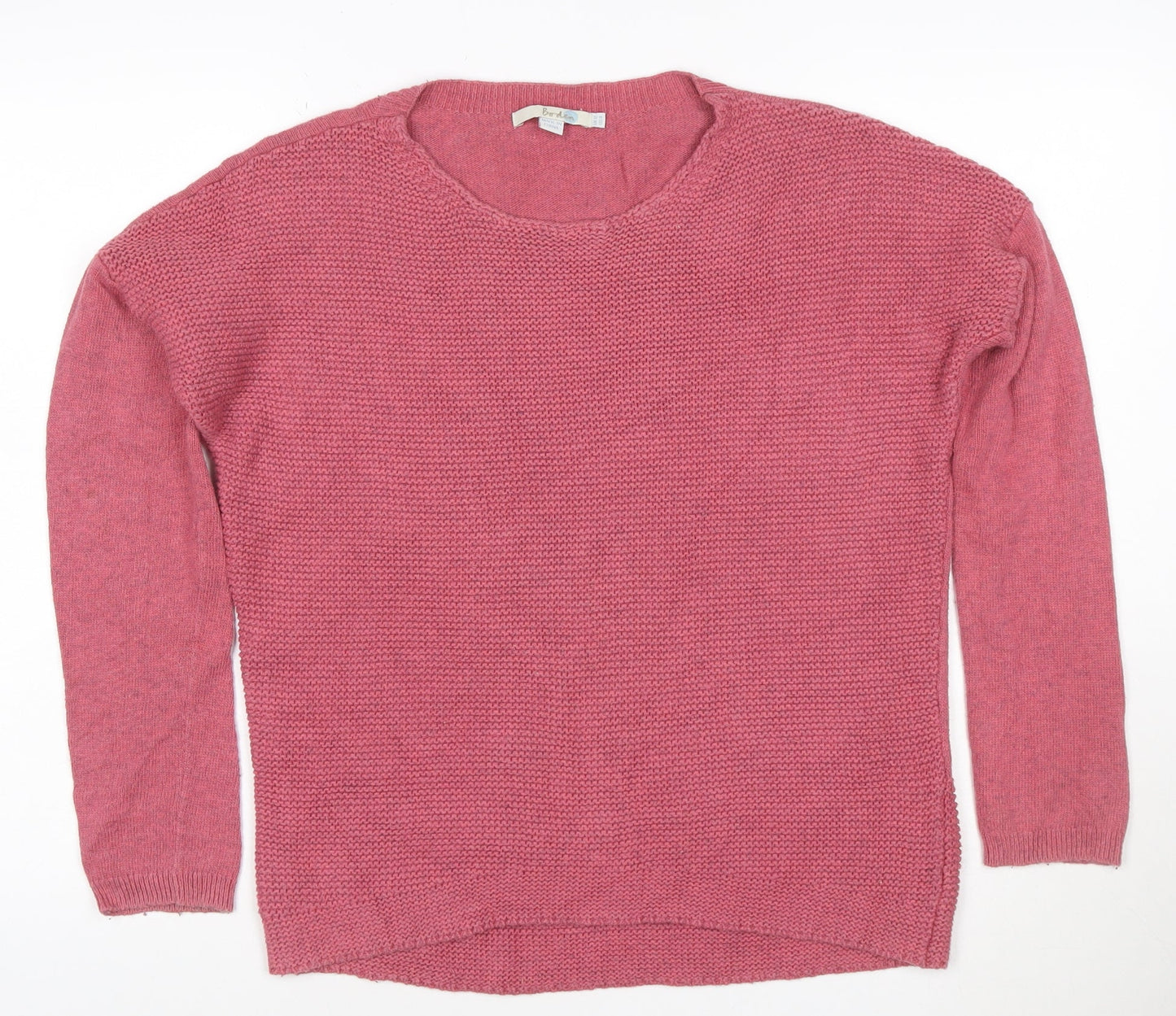 Boden Women Pink Crew Neck Long Sleeve Cotton Cashmere Jumper Size 12