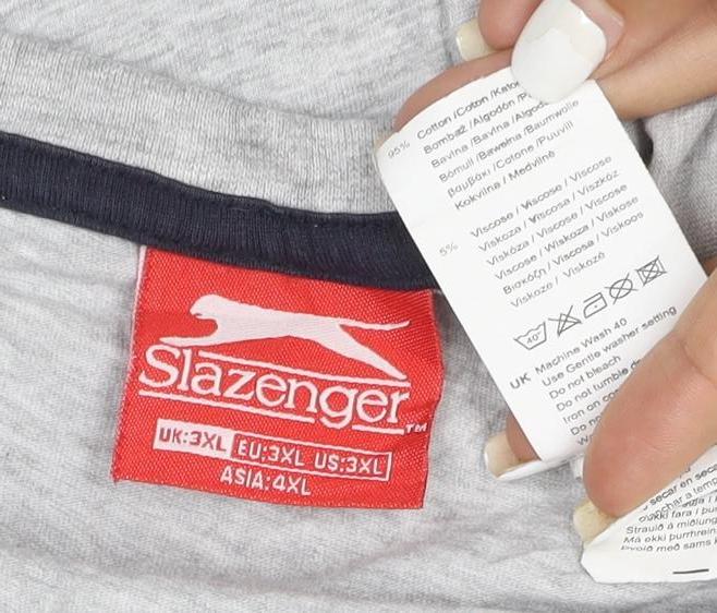 Slazenger Men's Grey 3XL Crew Neck Short Sleeve Cotton T-Shirt