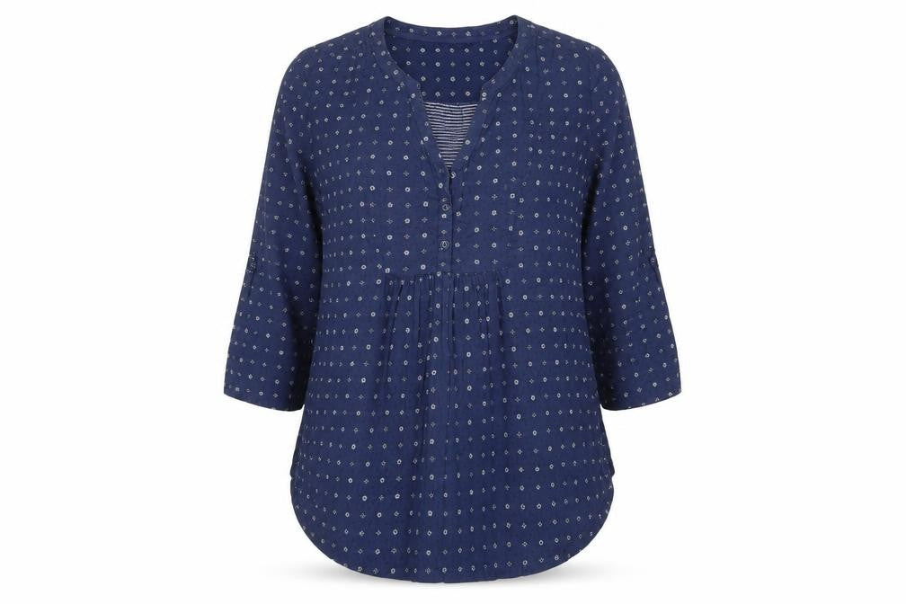 FatFace Women's Blue Floral Cotton Tunic Blouse Size 12