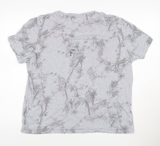 Ted Baker London Men's Grey Bird Print Crew Neck Cotton T-Shirt Size 6 (XXL)